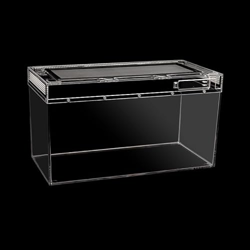 レプタイルボックス 爬虫類 飼育ケース 虫かご 大 透明アクリル飼料箱 飼育ケース レプタイルボックス ワイド レオパ ケージ 爬虫類両生類通気性防走蓋スライド式餌箱 98%透光、サソリ、クモ、カエル、カメ、ゲッコ、カマキリ、ヘビ、庵クラブなどのテ ラリウ
