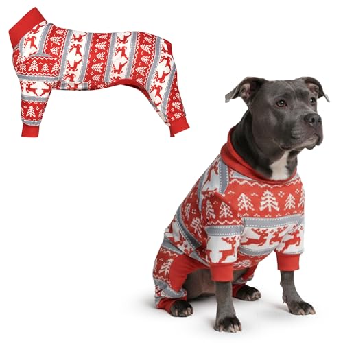 Image of Spark Paws Dog Christmas Pajama, Dog Recovery Suit Male, Onesie, Ultra-Soft and 4-Way Stretch, for Small Medium and Large Breeds - Winter Wonderland - 3XL