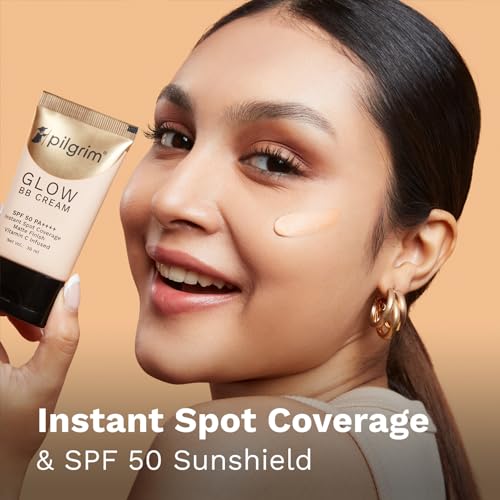 Image of Pilgrim Beige Glow 3-In-1 Natural Bb Cream Medium Coverage For All Skin Types Spf 50 Pa++++ With Niacinamide, Hyaluronic Acid & Vit C - 30G, Pack Of 1