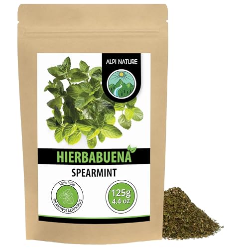 Alpi Nature Hierbabuena Infusión 125g, Menta Nana Seca y Cortada, Té de Menta Verde Marroquí