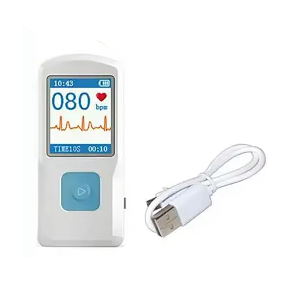 Moniteur ECG Bluetooth Portable, Électrocardiogramme Visible, Moniteur ECG Numérique Multifonction à Écran Couleur PM10.