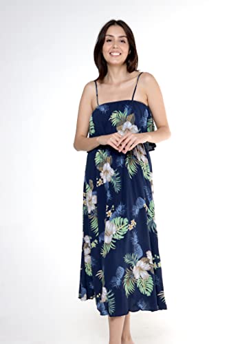 Image of Matchable Family Hawaiian Luau Men Women Girl Boy Clothes in Pineapple Garden Navy