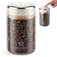 Foydream Kaffeedose Luftdicht, 1100ml Vakuum Kaffeebohnen Behälter aus Hochwertigem Glas für Kaffeebohnen, Tee, Kaffee, Pulver, Nüsse, Aufbewahrungsdose für Feuchtigkeits und Oxidationsbeständig