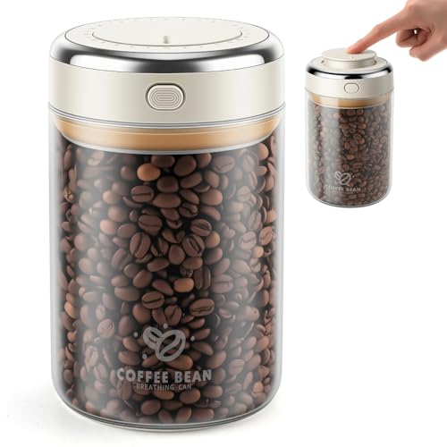 Foydream Bote Café Hermético, 1100ml Dispensador Cafe Molido, Tarros de Cristal con Tapa Hermética y Valvula de CO2, Recipiente para Cafe Grano, Grano, Nueces y Té, para Cafetería, Hogar y Oficina