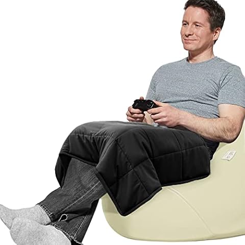 Joyching Beschwertes Knietuch für Kinder, Erwachsene, Haustier, 50,8 x 76,2 cm, 1,4 kg, Rücken und Schultern, weich, kühlend, klein, schwere Überwurfdecke mit Glasperlen, schwarz Cover