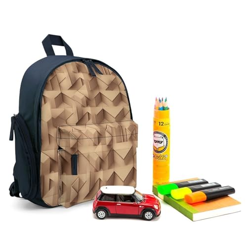 3D Cuboid Pattern Backpack Small Book Bag with Side Pocket, Lightweight Durable Backpack, Travel Rucksack, Blue-style3