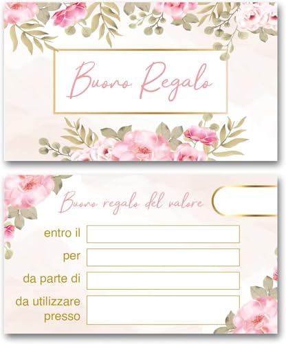 PRINTSERVIS Cupones de regalo personalizables 85 x 55 mm – Tarjeta de regalo, cupón, cupón, tarjetas de descuento y regalo para tiendas, esteticistas, peluquerías, centros de masajes (50)