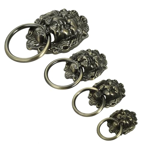 Perilla de cabeza de león con anillo de bronce para embellecer cajones 5