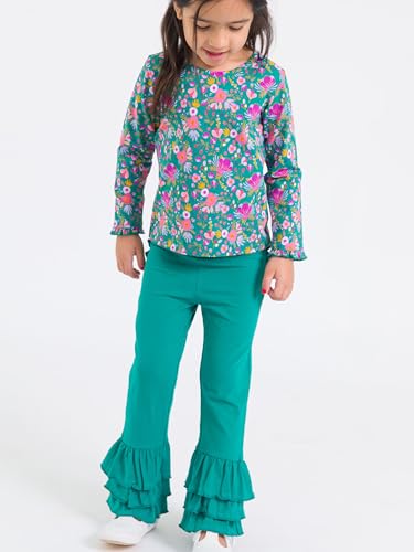 Image of RuffleButts Baby /Toddler Girls Stretchy Flare Pants w /Ruffles