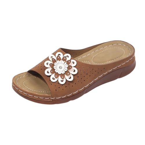 Pantoufles compensées anti-douleur et sabots de marche ergonomiques rose paillettes