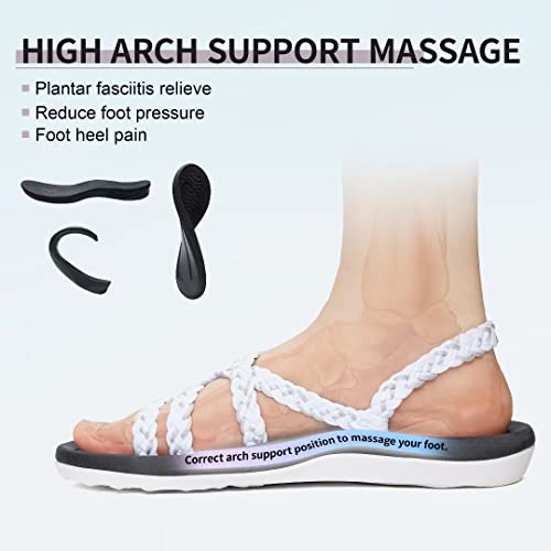 Megnya Women's Athletic Non Slip Sport Sandals, Lightweigh Braided Backstrap Slide Sandals With Arch Support, Comfortable Walking Sandals For Outdoor Activieies White Size 8 #TOP2