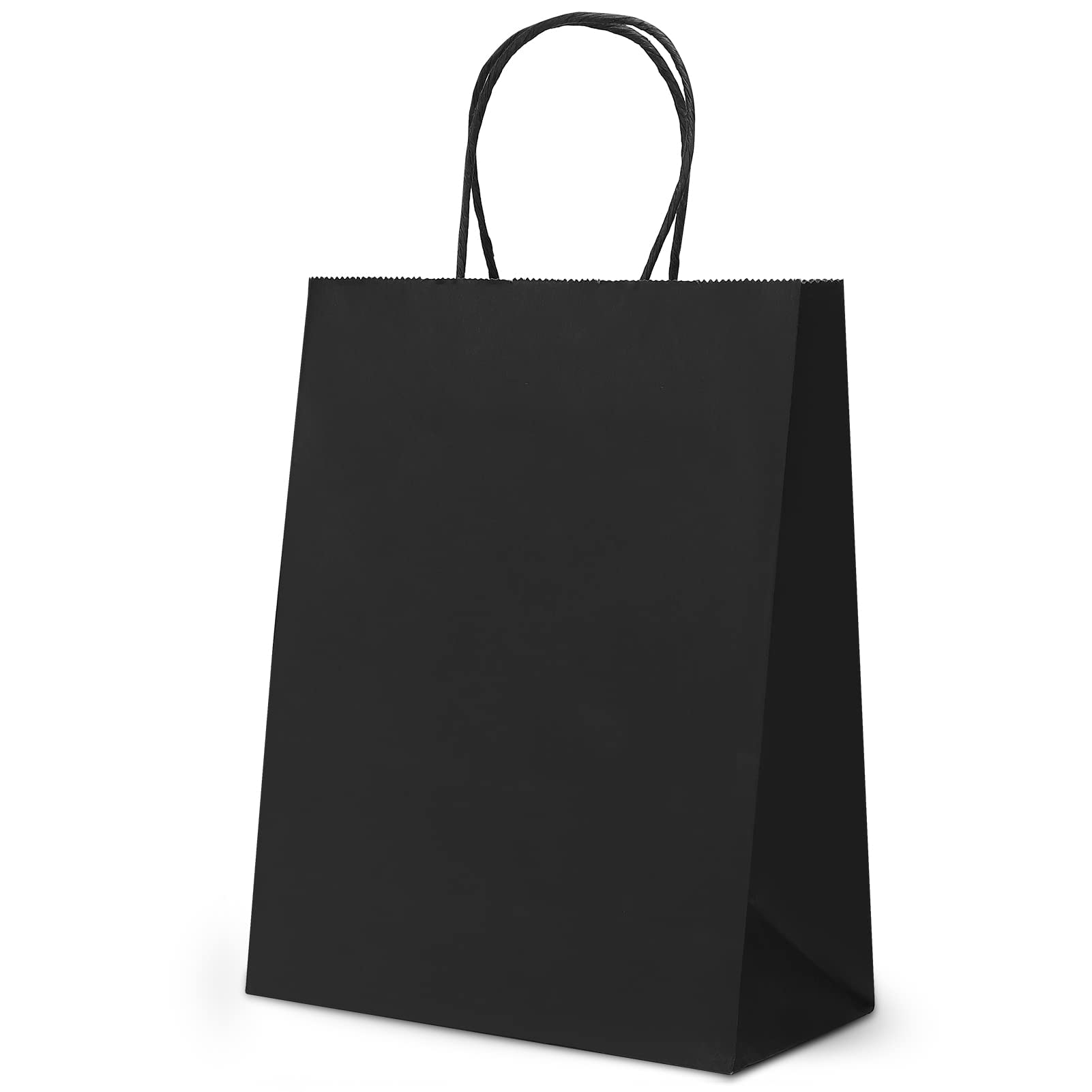 GIFTSAY 50 Pcs Black Kraft Paper Bags 15X8X21cm, 120 gsm Black Paper Gift Bags with Handles, Black Paper Shopping Bags for Retail, Shopping, Business, Gift Packaging