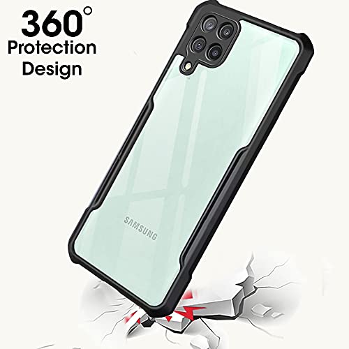 Image of TheGiftKart Shockproof Crystal Clear Back Cover Case for Samsung Galaxy A22 4G | 360 Degree Protection | Protective Design | Transparent Back Case Cover (PC & TPU, Black Bumper)