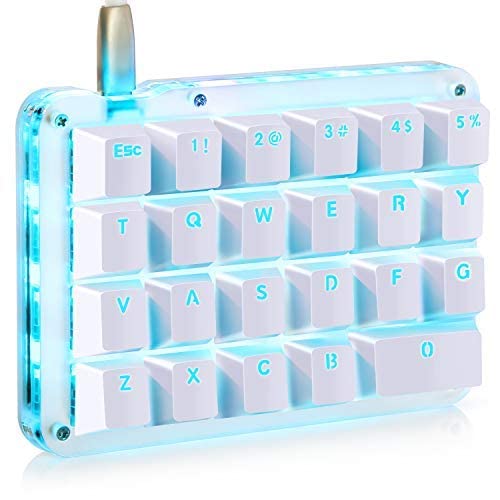 Koolertron Teclado mecánico macro con una sola mano, mini teclado mecánico portátil con una sola mano, 23 teclas totalmente programables (interruptores azules retroiluminados/azules) Cover