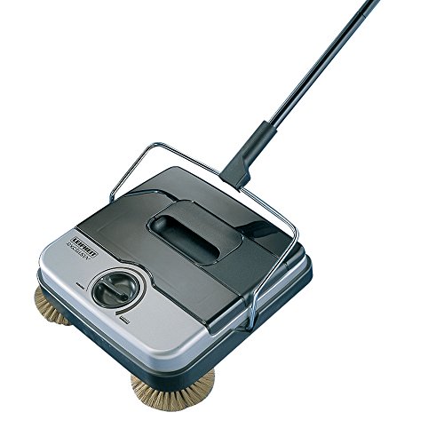 Leifheit 11410 Classic Manual Rotaro Carpet Sweeper with Natural Brushes, Black and Gray