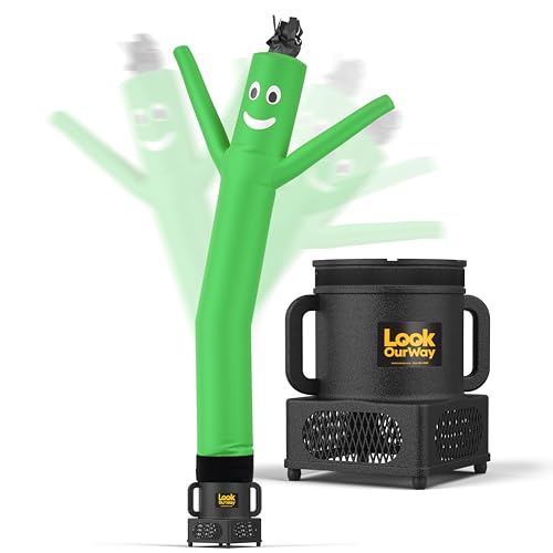Image of LookOurWay Air Dancers Wacky Waving Inflatable Tube Guy - 7ft Tall Inflatable Advertising Waving Dancing Man with Sky Dancer Blower - Green