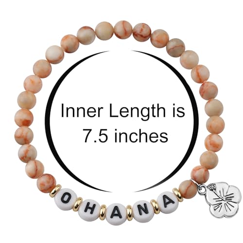 Ohana Bracelet Gifts for Women, Natural Stone Beads Bracelet Friendship Jewelry Birthday Gifts for Women Sister Granddaughter Hawaiian Accessories2