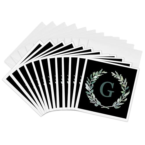 Monogramme G couronne verte cartes de vœux pour vos fêtes