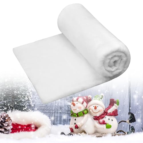 Sunyunze Rouleau de Couverture de Neige de Noël Moelleuse Blanche Tapis Fausse Neige Noel Artificielle 150 x 40 cm pour Décorations de Fond de Village de Noël Hiver Fête Noël Decoration