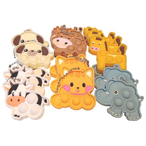 Pack 18 Llaveros Pop It Animales – Regalos Cumpleaños Niños, Detalles Cumpleaños Infantiles, Relleno Piñata, Fidget Toy, Regalitos Invitados, Regalos Alumnos Primaria