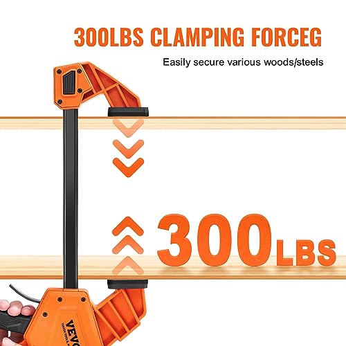 Image of VEVOR Bar Clamps for Woodworking, 2-Pack 24 inch One-Handed Clamp /Spreader, Quick-Change F Clamp with 300 lbs Load Limit, High-strength Plastic and Carbon Steel, Wood Clamps for Woodworking Metal Working
