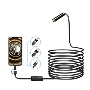 Borescopes Android Windows endoscoop inspectiecamera, 5.0MP autofocus 3-in-1 USB TYPE-C afvoerpijpcamera Waterdichte…