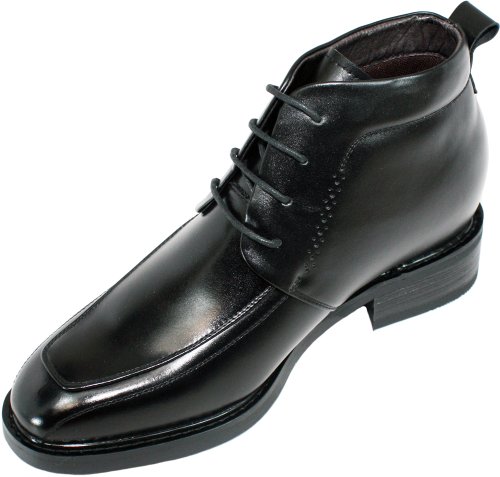 Calden Men's Invisible Height Increasing Elevator Shoes - Black Leather Lace-up Dress Formal Ankle Boots - 3 Inches Taller - K28801 - Size 8 D(M) US2