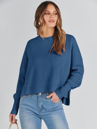 Image of ANRABESS Cropped Sweaters for Women Long Sleeve Oversized Fall Outfits