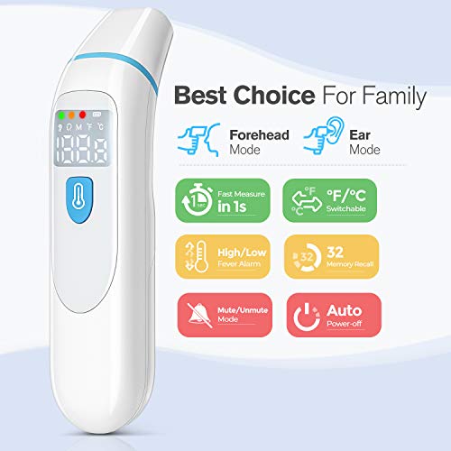 Infrared Thermometer for Adults, Forehead and Ear Thermometer for Fever, Baby Thermometer - Thumbnail 3