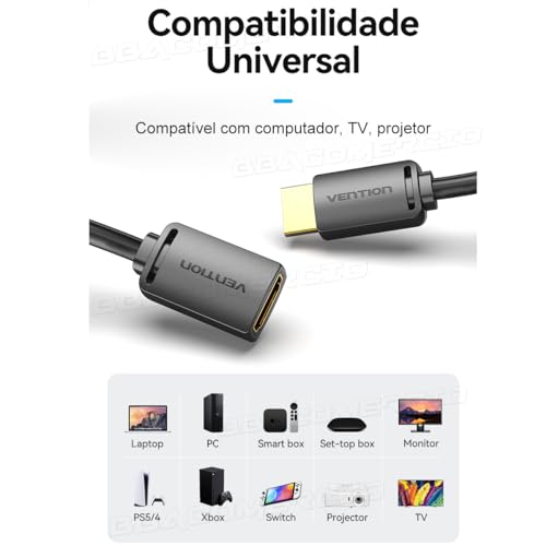 Cabo Extensor HDMI 2.0 4k 60Hz Hdr 3d 1m UM Metro VENTION Hdmi MACHO x Hdmi FÊMEA Gamer Full HD Exte