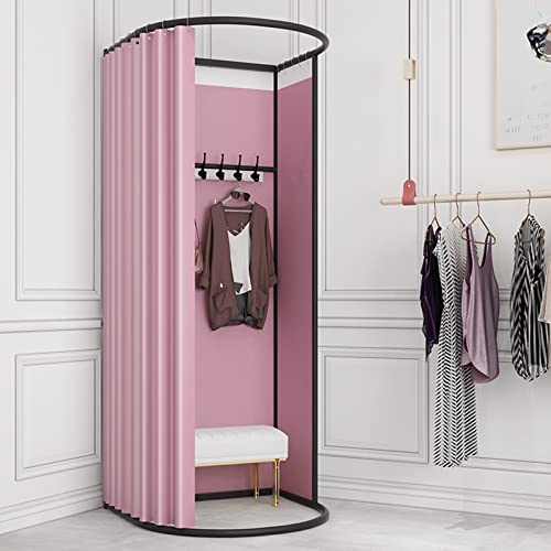SIAMZYWV Fitting Room, with Shading Curtain?Hanging Rod and Hook Up Fitting Room for Boutique and Office Privacy Protection (Color : Pink)