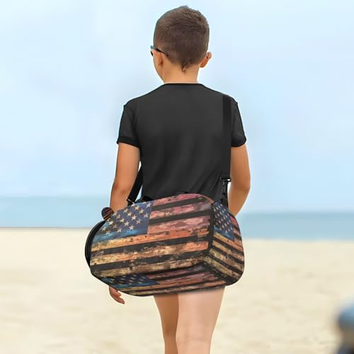 Duffle Bag for Boys or Girls with Shoes Compartment, Rainbow American Flag Print Sports Travel Bag Overnight4