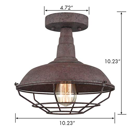 DAYCENT-Rustic-Semi-Flush-Mount-Ceiling-Light-Fixture-Farmhouse-Hallway-Lighting-Metal-Barn-Light-Fixtures-Industrial-Wire-Caged-Flush-Mount-Light-Rust-Finish-for-Foyer-Kitchen-Garage-1-Light DAYCENT Rustic Semi Flush Mount Ceiling Light Fixture Farmhouse Hallway Lighting Metal Barn Light Fixtures Industrial Wire Caged Flush Mount Light Rust Finish for Foyer Kitchen Garage 1 Light