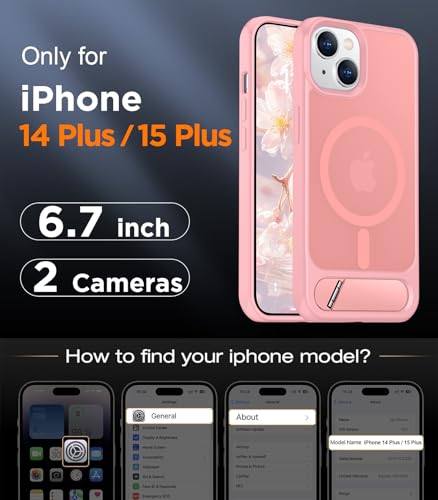 Image of Magnetic Compatible with iPhone 15 Plus Case & iPhone 14 Plus Case, [Built-in Invisible Kickstand][Compatible with MagSafe][Military Grade Shockproof] Slim Translucent Matte Phone Case 6.7 inch