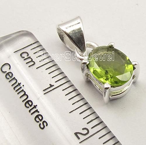 925 Pure Silver Peridot tcw 1.3 Prong Setting Pendant 1.8 cm New Gemstone