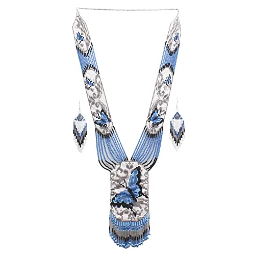 Native Tribal Style Long Statement Beaded Necklace for Women Handmade