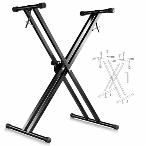 Image of TECHTEST Piano Stand Keyboard Stand Adjustable X-Type Universal Double-Braced X-Style Stand with Locking Straps Assembly Required
