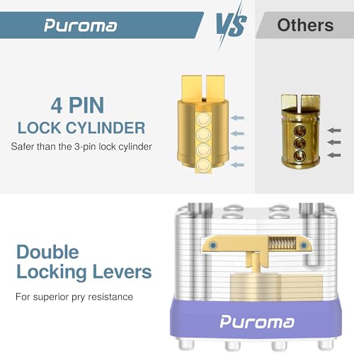 Puroma Lock 3 Pack Padlocks, 1-1/2” Long Shackle Heavy-Duty Locks with 6 Keys, 40mm Hardened Steel Keyed Alike Padlocks for Sheds, Gates, Fences, Toolbox, Outdoor and Indoor Use(Silver - Image 2