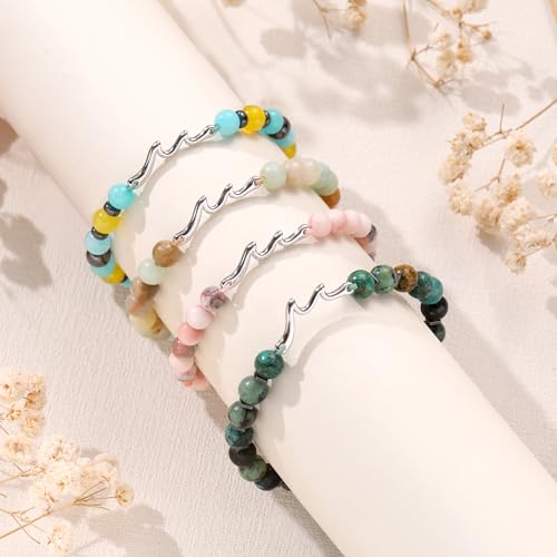 30th 40th 50th 60th 70th Birthday Gifts for Women Beaded Bracelets for Women with Wave, Wave Bracelet for Woman 10th 13h 16th 21st Bithday Gifts for Teen Girl Trendy Stuff Sister Friend Inspirational Get Well Feel Better Gift Jewelry3