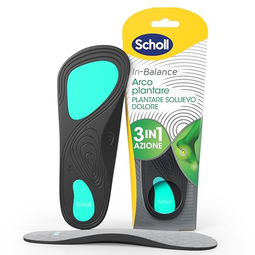 Scholl In-Balance Arco Plantare, Plantare Sollievo Dolore, Solette Ortopediche Piede Piatto, Plantari con Gel Ammortizzante a Doppio Strato con Supporto Flessibile, Taglia S (37-39.5), 1 Paio