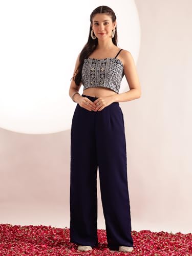 Image of Vbuyz Women's Printed & Embroidered Anarkali Blue Viscose Rayon Kurta With Musturd Cotton Stylish Shrug |Women Kurtas|Stylish Shrug Kurta set|Shrug set|kurta for women