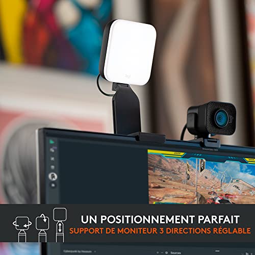 Logitech Litra Glow Premium Lumière LED Streaming avec TrueSoft - Lumière ordinateur pour vidéoconférences, Zoom, support ajustable & app contrôle pour PC/Mac - Graphite