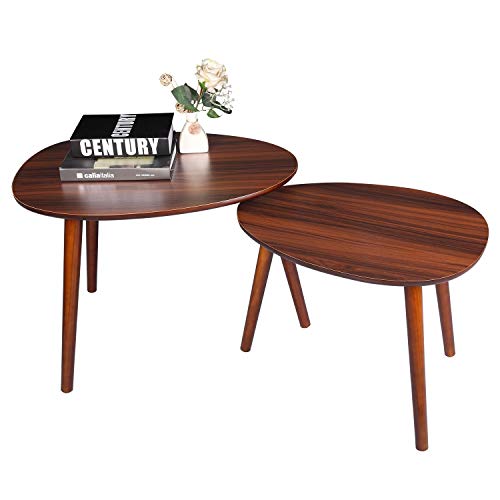2pcs/Set Table End Table for Office Coffee Table Wooden Round Magazine