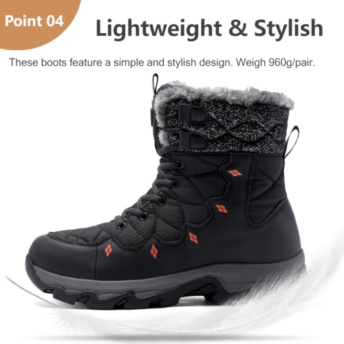Image of Mens Winter Snow Boots Water Resistant Non Slip Faux Fur Lined