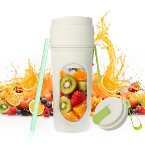 yotutun Batidora de Vaso Portatil, 450 ML Mini Licuadora para Viajar Batidora Portatil para Smoothies Recargable USB Mini Licuadora de Jugo Portátil Vaso Batidoras para Batidos Zumos Smoothies (Verde)