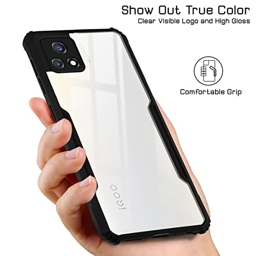 Image of Jkobi Back Cover Case for Vivo iQOO U3 | iQOO U3x (Crystal Glass Back | Camera Protection | Shockproof Bumpers | Professional Black)