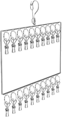 BtcFu ハンガー 物干し台 ピンチハンガー 洗濯物干し ステンレスクリップ式ハンガー 隠し干し 洗濯ハンガー 省スペース防風フック滑り止め速乾室内/屋外は小物 乾燥に適している (二樓 20夾)