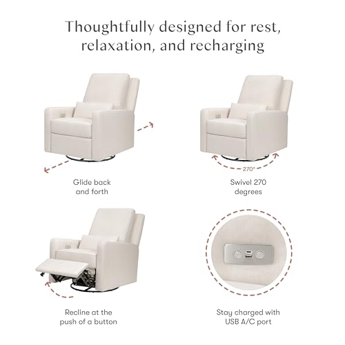 Image of Babyletto Sigi Power Recliner Glider Chair, Performance Cream Eco-Weave