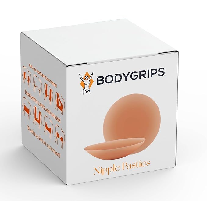 Non-Adhesive Nipple Covers – Grippy, Not Sticky! (8 CM) Reusable Nipple Pasties for Women Beige-image-40