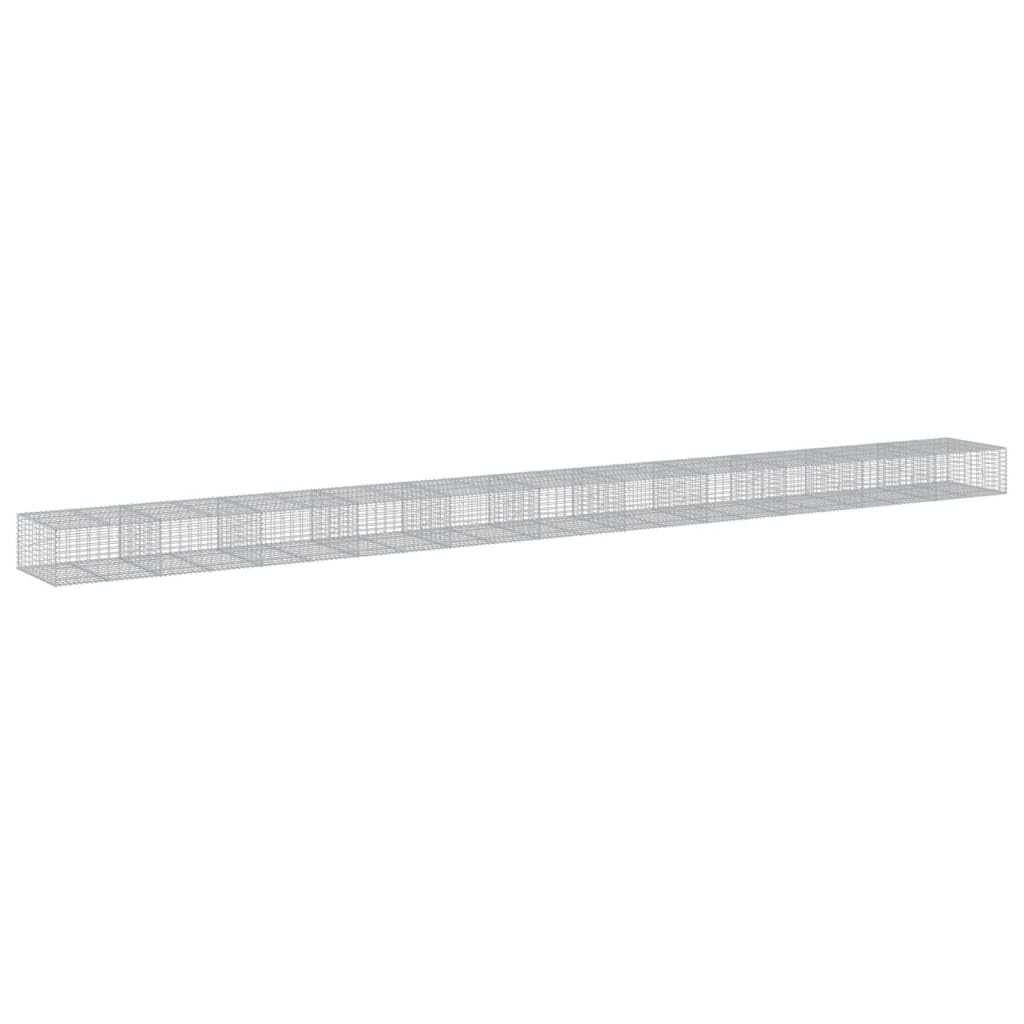Gavión con tapa, 1100 x 100 x 50 cm, alambre de hierro galvanizado | Cesta de piedra resistente para jardín y exterior, ideal como protección visual o pared decorativa de terraplén.